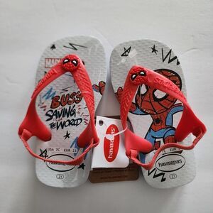 NEW Havaianas Kids' Baby Spiderman flip‎ flops sandals with back strap Size 7  C